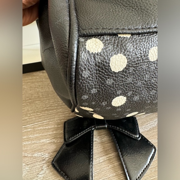 Betsy Johnson Purse Black & white polka dots  with Large Patent Bow Charm - Picture 9 of 13